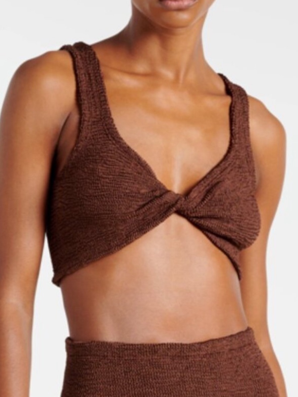 New Hunza G Bikini *Top Only* Twisted Juno Jamie Metallic Chocolate Brown